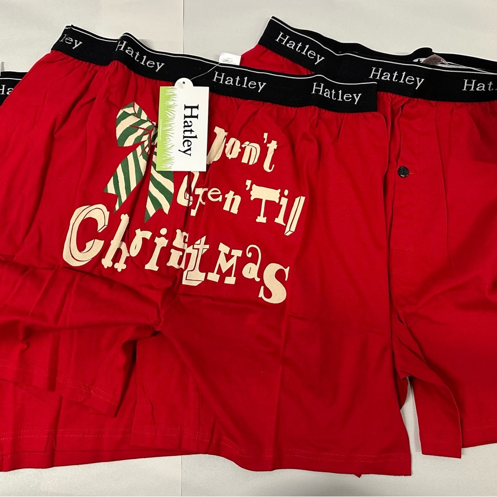 NWT Hatley Christmas Boxers Don’t Open Till Christmas LOT OF 3
